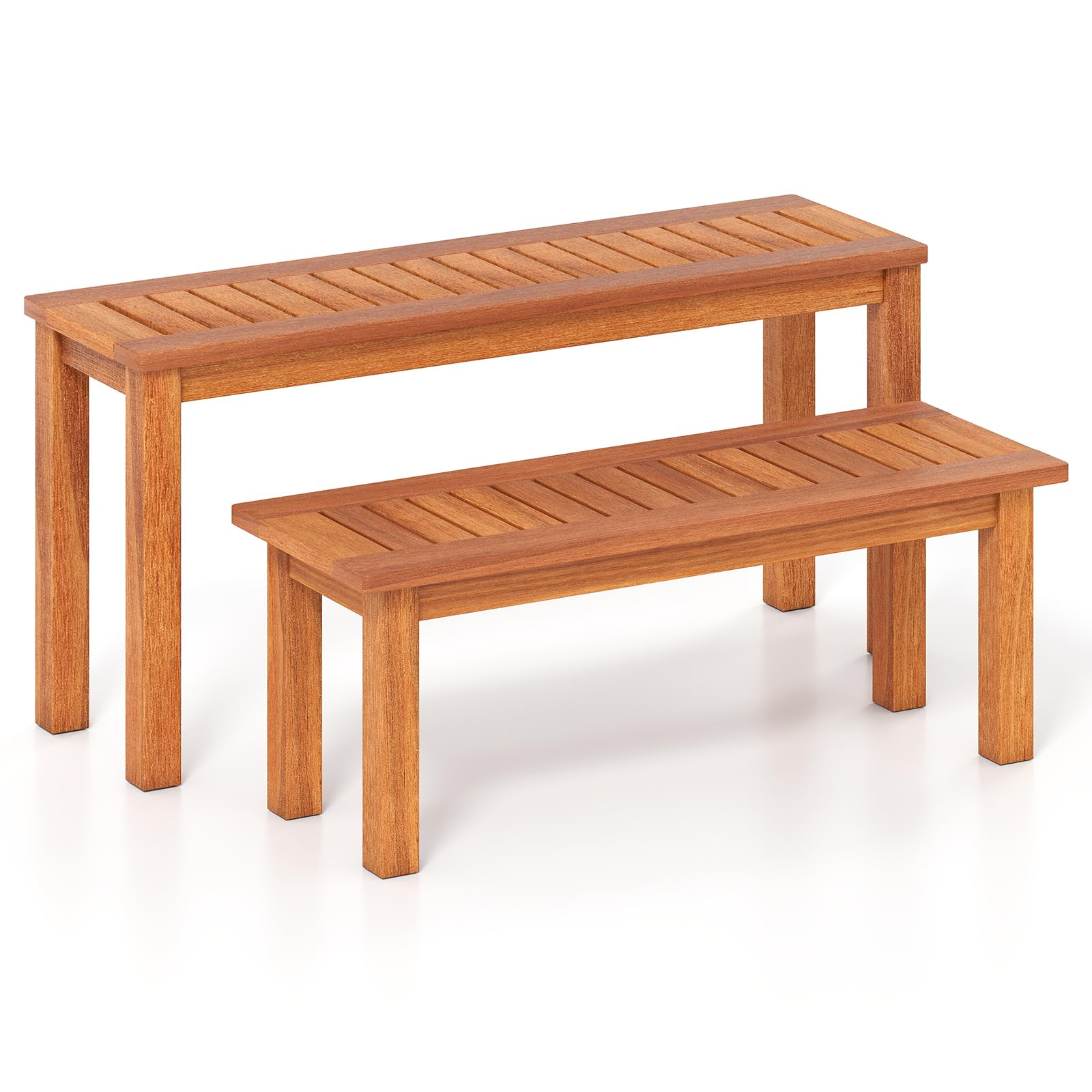 Ensemble de 2 bancs d'extérieur sans dossier Tangkula